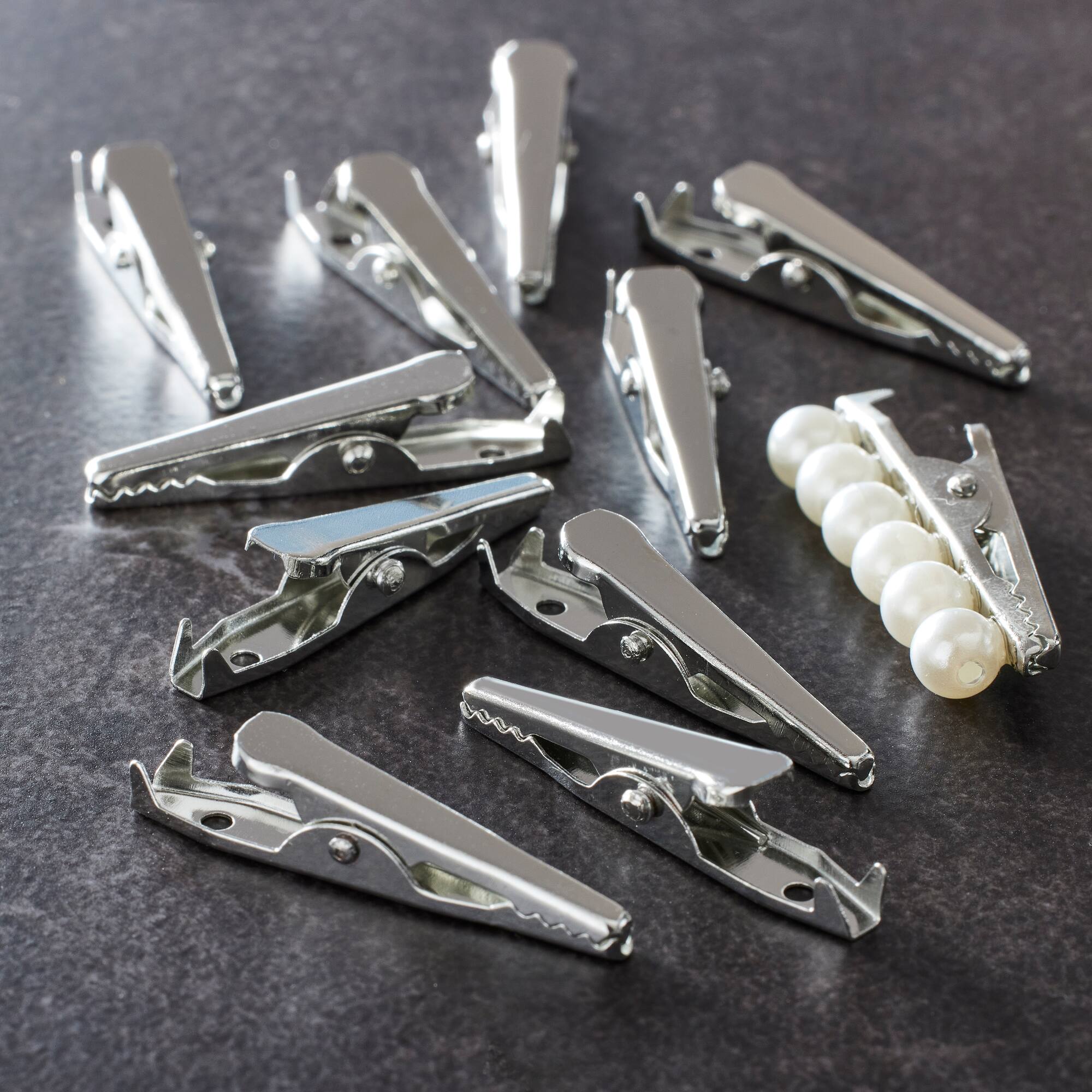 12 Packs: 12 ct. (144 total) Rhodium Alligator Clips by Bead Landing™